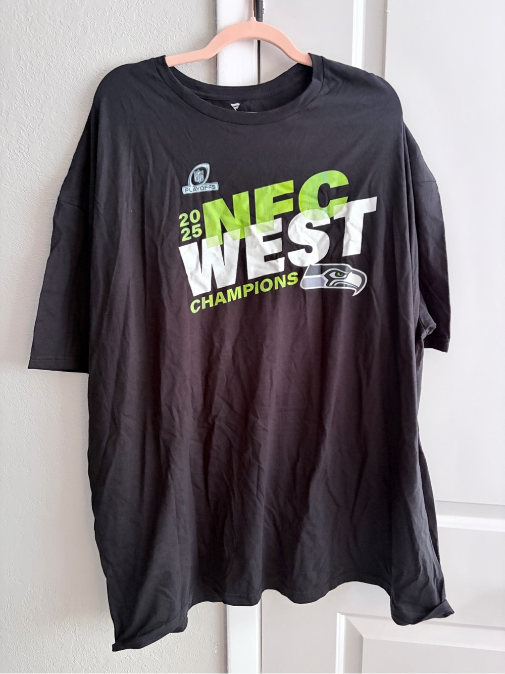 Fanatics Black Tee with Neon Green and White NFC West Champions Graphics